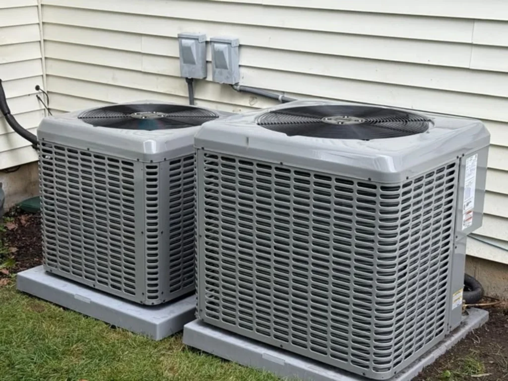 Central AC installation with two condensers