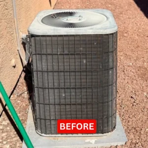 Dirty AC coil before replacement at a Las Vegas home