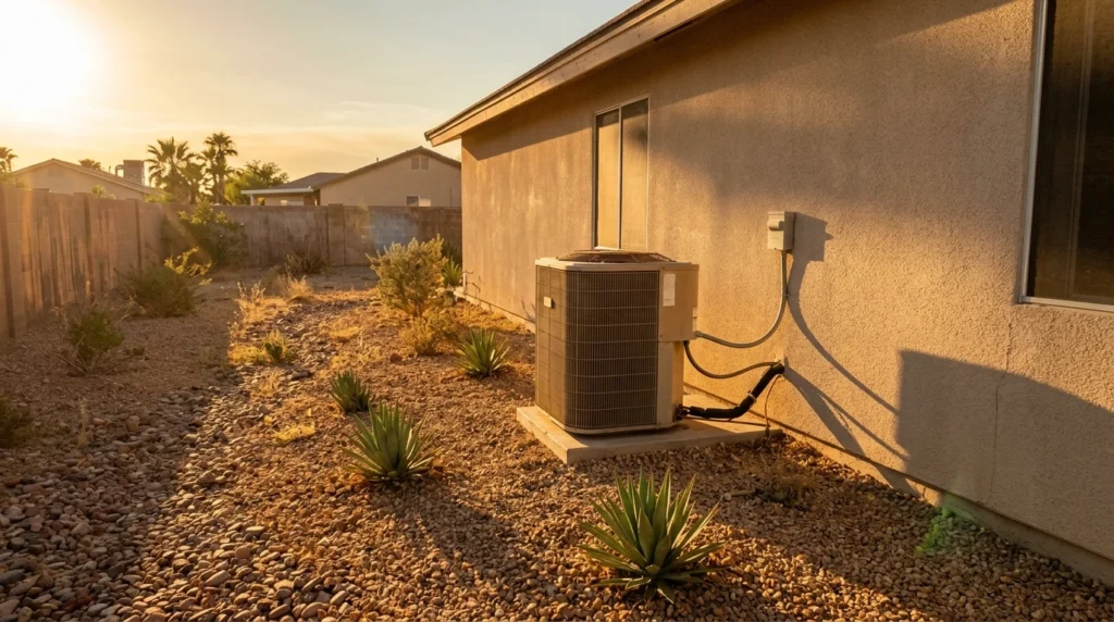 AC condenser in late summer in Las Vegas