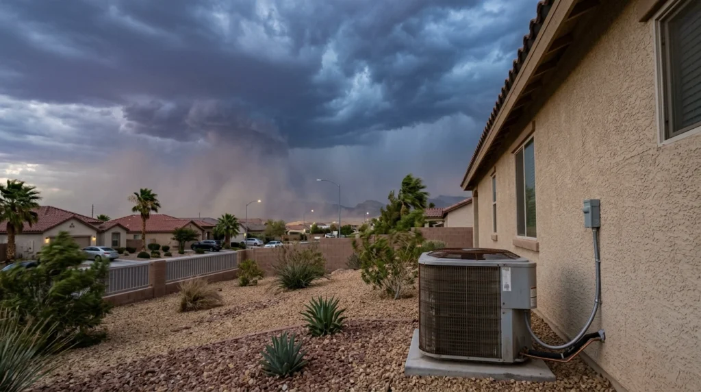 AC unit during a Las Vegas monsoon storm