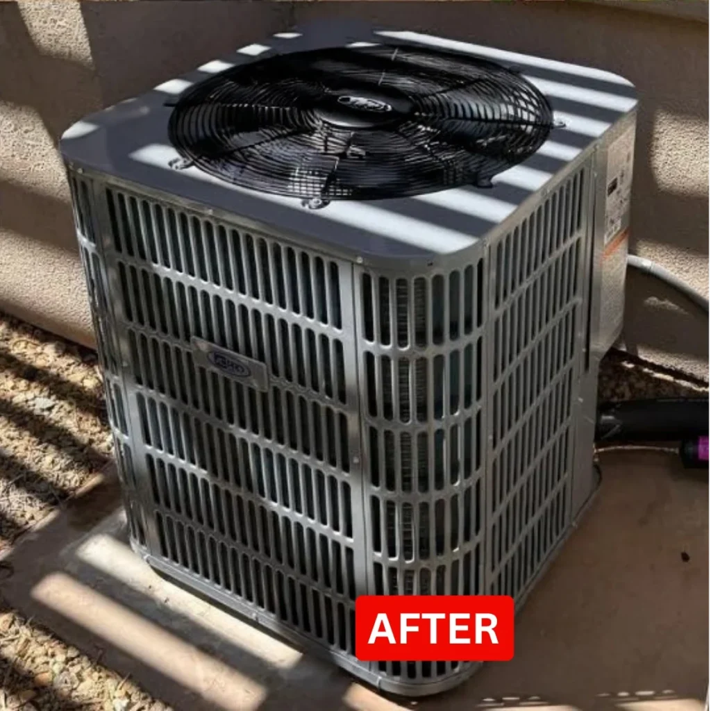 New AC condenser after replacement at a Las Vegas home