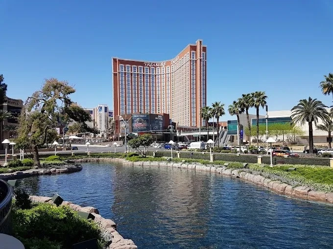 Lagoon and resort skyline in Paradise, Nevada
